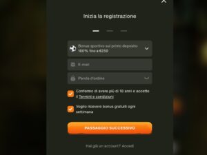 Registrazione su Cashwin Casinò