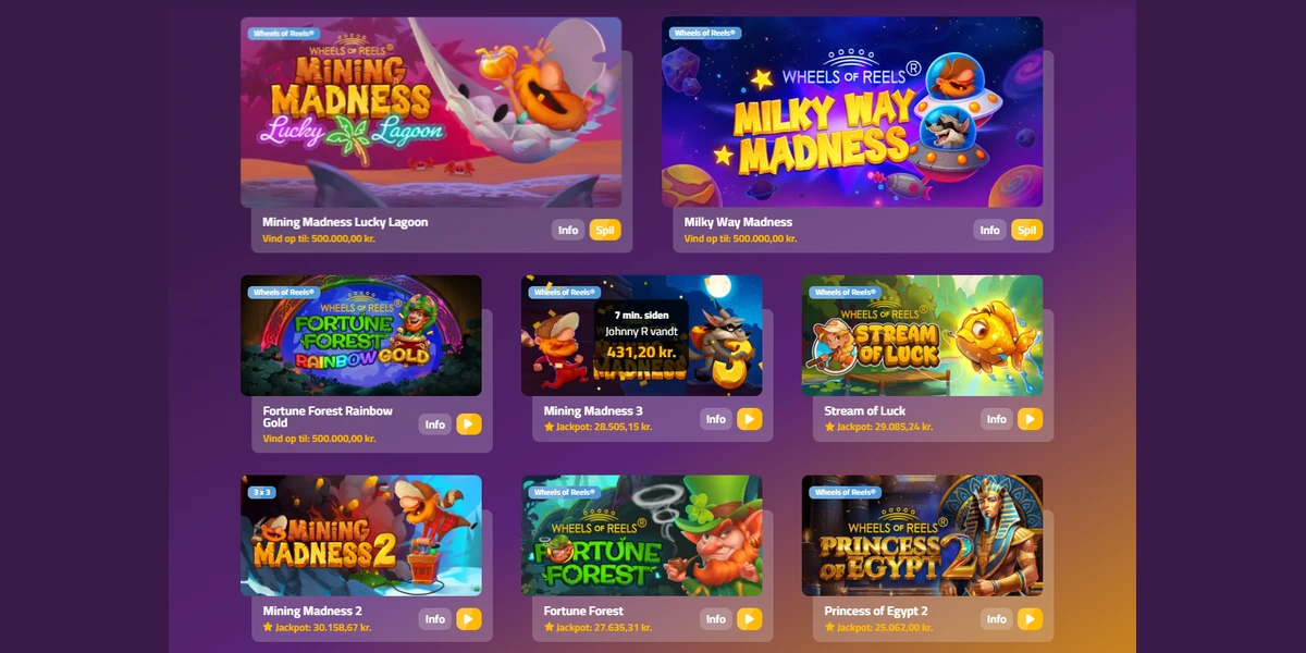 Eksklusive Wheels of Reels spilleautomater og jackpots hos pip.dk